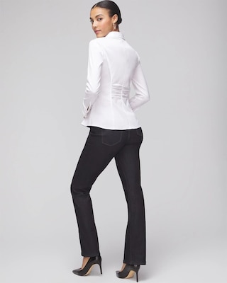 Long Sleeve Seamed Detail Poplin Shirt | White House Black